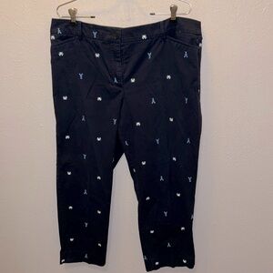 Talbots Navy Blue Crop Pants Embroidered Crab & Lobster Women’s Size 14